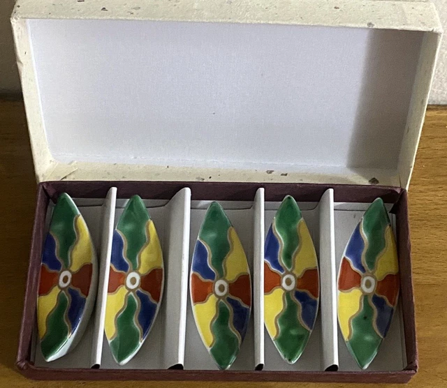 Hashioki Japanese chopstick rest Kutani yaki porcelain Paper balloons set of 5
