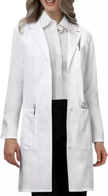 Professional Lab Coat for Women Men Long Sleeve, White, Unisex