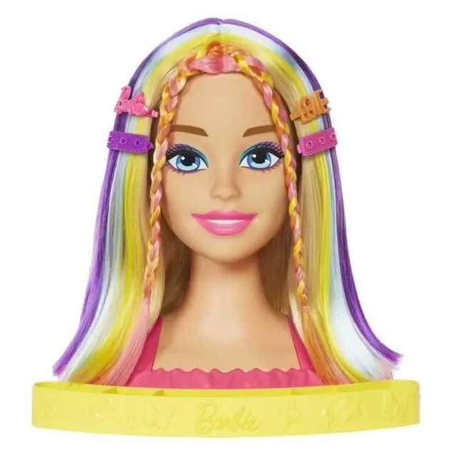 Tete a Coiffer Barbie Ultra Chevelure blonde meches arc-en-ciel - Poupée Manneq