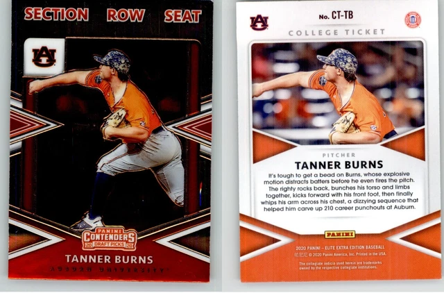 Tanner Burns 2020 Elite Extra Edition College Tickets #CT-TB Auburn Guardians