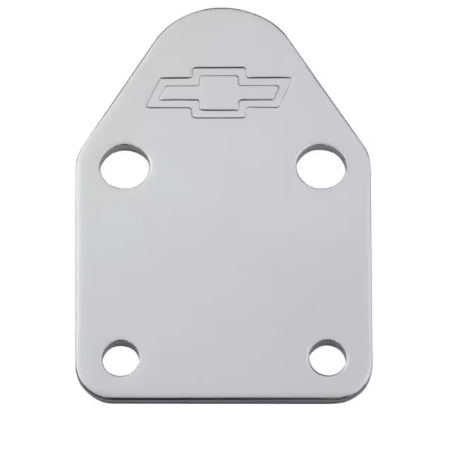 Proform 141-210 Fuel Pump Block-Off Plate; Chrome with Bowtie Logo; SB Fits Chev