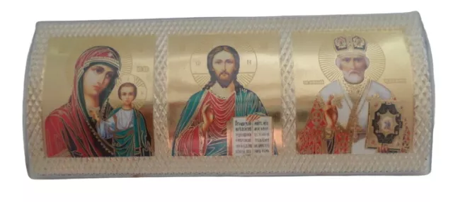 Icon St Nicholas, Holy Mary and The Savior Car Amulet Икона для Машины Николай