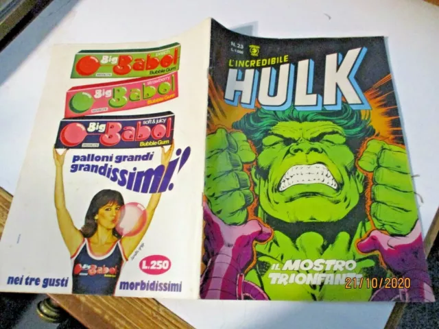 L'incredibile Hulk N. 23 "Il Mostro Trionfante" Ed. Corno - Agosto 1982 Ottimo