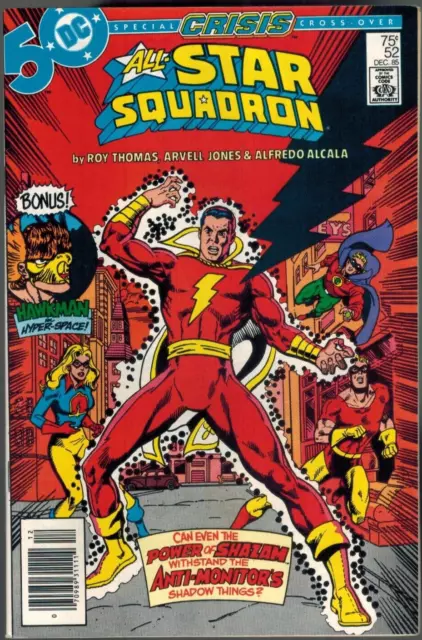 All Star Squadron 52 with SHAZAM!  Hawkman Solo  VF Newsstand 1985 DC Comic