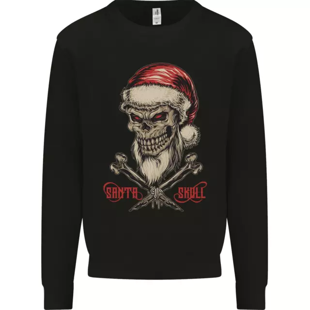 Christmas Santa Skull Heavy Metal Biker Mens Sweatshirt Jumper