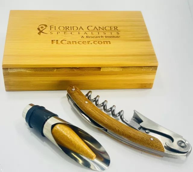 Wine Bottle Opener, Three-Piece Bamboo Corkscrew Gift Set With Bamboo Box ￼