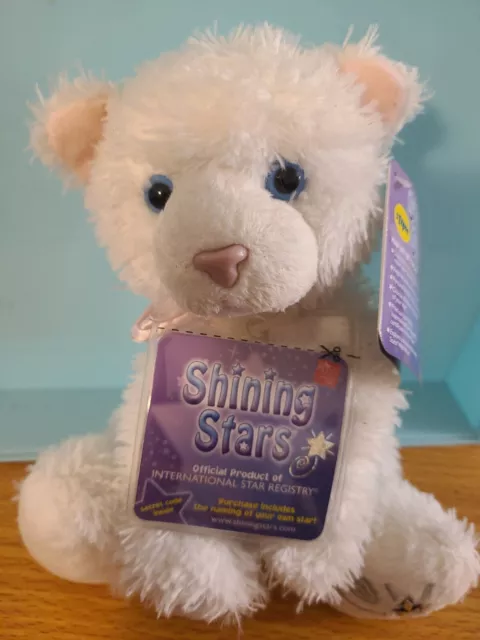 Russ Berrie Shining Stars 8” Cute Cream Bear Plush NWT Sealed Code