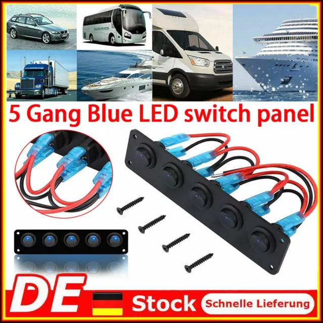 12V-24V 5 Gang Armaturenbrett LED Wipp Kipp Schalterleiste Für T4 T5 Camper