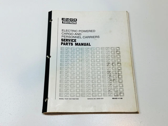 E-Z-Go Industrial Golf Car Cart Parts Manual 36V Electric XI-775 XI-875 XI-881