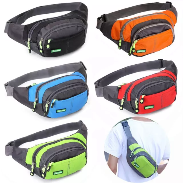 Women Men Travel Sport Running Bags Waist Belt Pack Nylon Bum Bag Chest Pouch