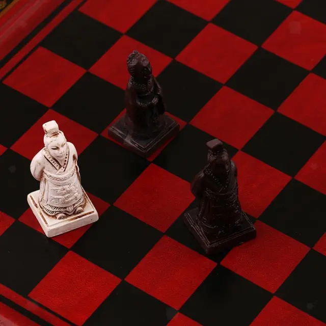 Ensemble De Jeux De Table D'échecs Chinois En Bois Vintage, Objets De 3