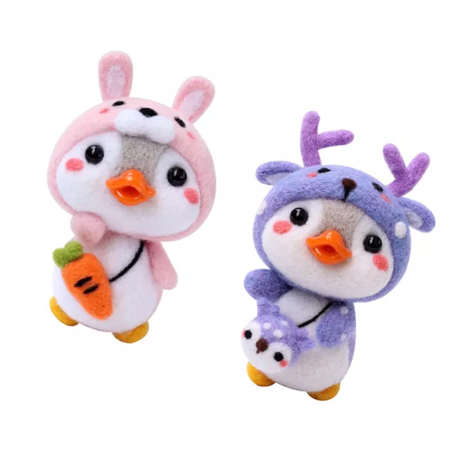 2Pcs Lovely Cartoon Penguin Needle Felting Kit for Beginners with Enough