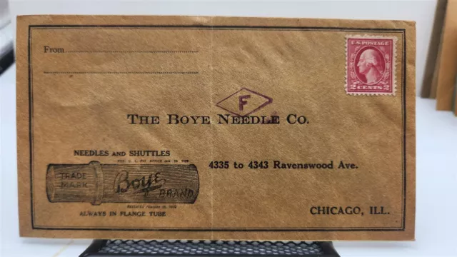 The Boye Needle Co. Shuttles Flange Tube Chicago, IL Uncancelled Adv. Cover OO