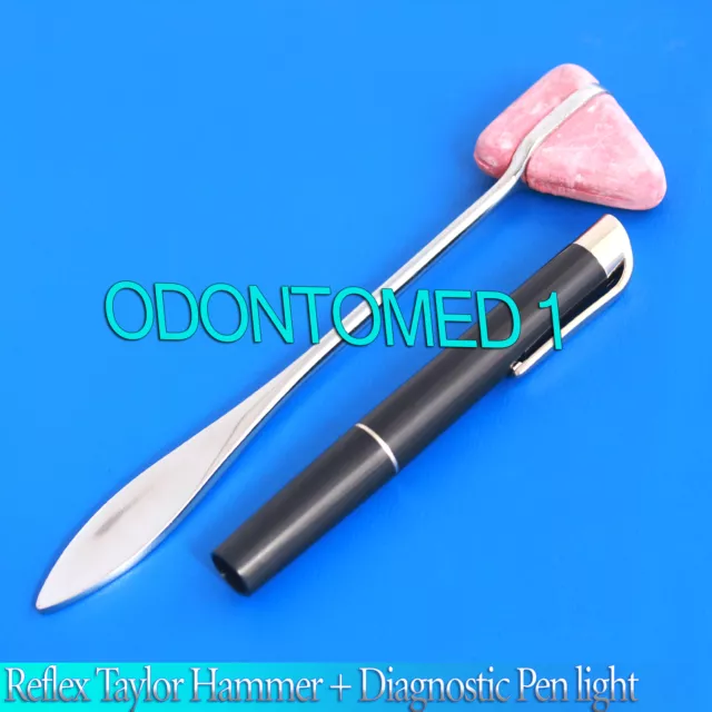 Neurological Percussion Reflex Taylor Hammer + Diagnostic Pen light Penlight