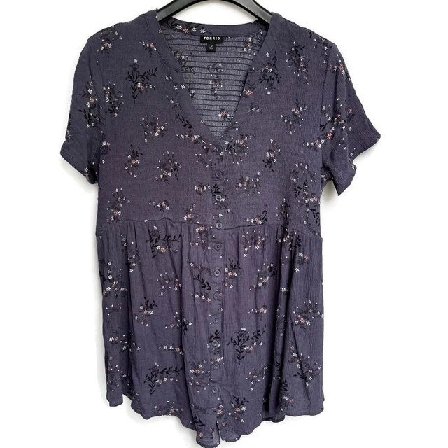 Torrid Smocked Floral Tunic Women's Plus Size Large 12
