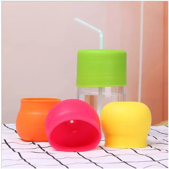 Straw Lids Orange Multi Kids Universal Silicone Straw Sippy Lids Cups B 3