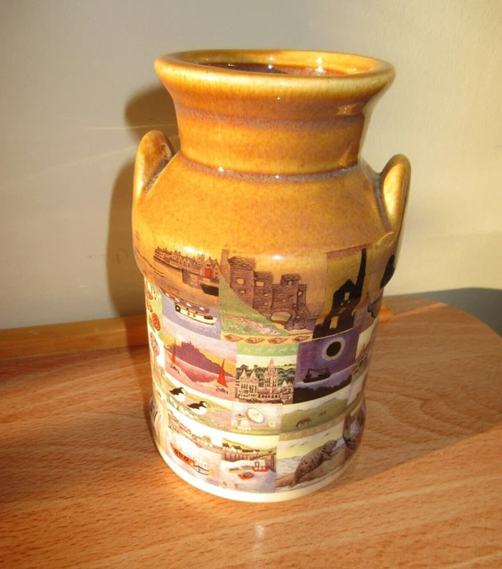 PRESINGOLL KERAMIK CORNWALL KORNISH SZENEN - MILCH WACKELN URNENVASE 5,25" hoch