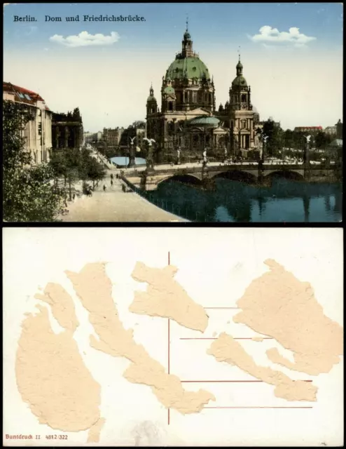 Ansichtskarte Berlin Buntdruck-Karte Dom und Friedrichsbrücke 1910