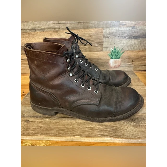 Wing99 RED WING MEN’S Iron Ranger leather boots in Amber lace up size 9 work ...