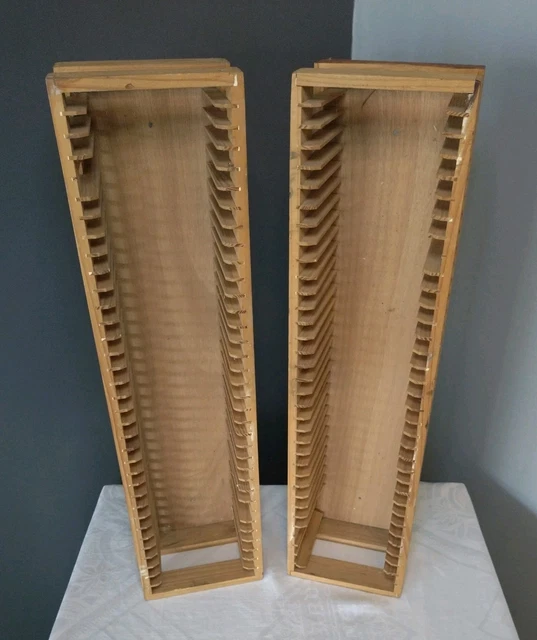 2 X IKEA Boalt Wooden CD Storage Tower Rack - Stores 35 CDs 59cm