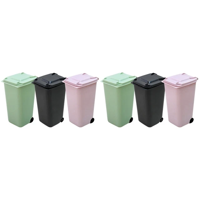 6 Pcs Mini Curbside Trash Cans Bucket with Lid Garbage Container