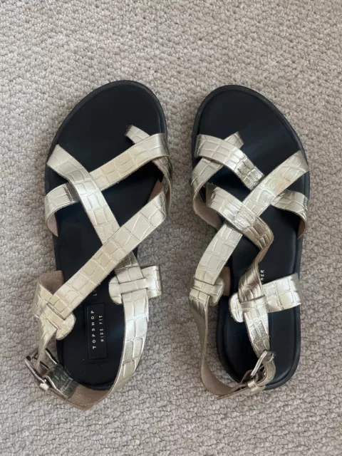 Topshop Leather Gold Sandals