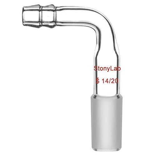 StonyLab Glass Bent Inlet Adapter With 14/20 Male Glass Joint and 9 mm Hose C...