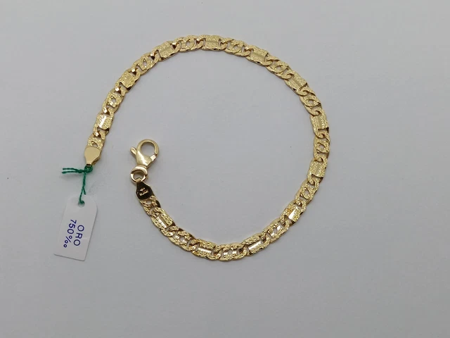 Bracelet Homme En Or 18 Carats (750) Jaune Et Blanc - Maille Pleine, Longueur 21,5 Cm, Marque UNOAERRE