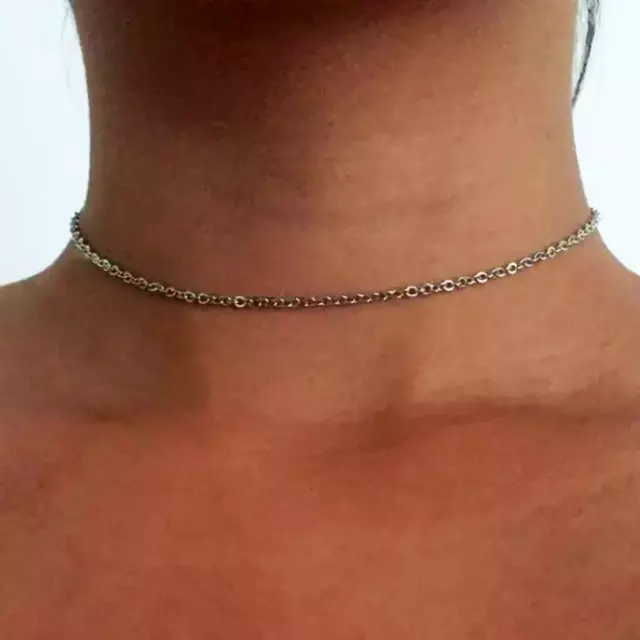 Collana Corta catena in ACCIAIO INOX inossidabile argento Catenina da Uomo Donna