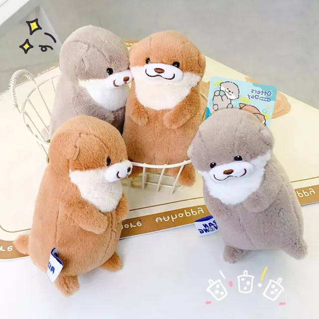 Cute Otters Holding Fish Plush Doll Keyrings Pendant Props Wallet Doll Toy Gi F1