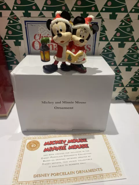 Mickey & Minnie Mouse Disney Grolier Christmas Ornament NIB With COA