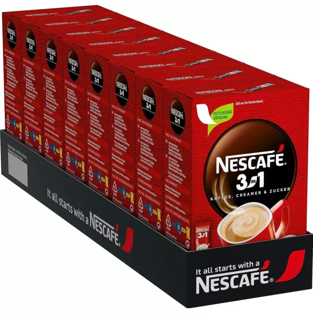 NESCAFÉ 3en1 - Sticks, Coffee & Creamer Boisson au café instant (8 x 10 x 16,5g)