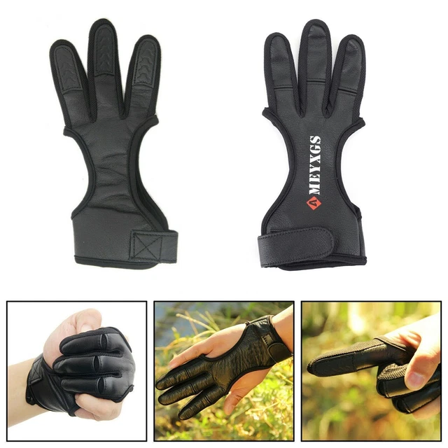 3Finger Tir à L'arc Gant Protector Guard Gear Leather Traditional Bow Hunting
