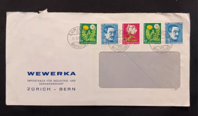 Dm)1961, Switzerland, Letter Circulated In Switzerland With Stamps, Pro Youth, D