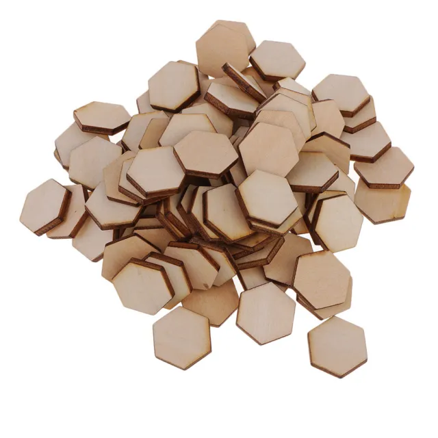 100 Stk Holz Hexagon Scheiben Naturholzscheiben Unlackiert für Dekor 17,5 mm