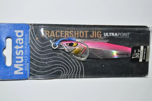 mustad tracershot jig ultra point hook jigging casting 1.25oz pink