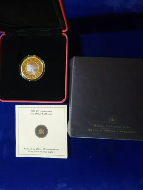 🌟2006 Canada $2 GOLD 10TH ANNIVERSARY COIN w/ OGP COA BOX