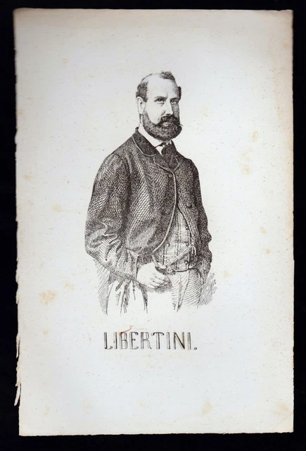 Giuseppe Libertini Incisione Xilografia '800 Politico Deputato Regno D' Italia