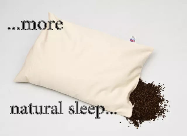 Perfect Pillow 1996 British Design Organic Buckwheat Husk Natural Sleep 24" X17"