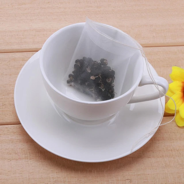 50pcs Portable Nylon Empty Tea Bag Seal Filter String Tea Bag(6X7cm)