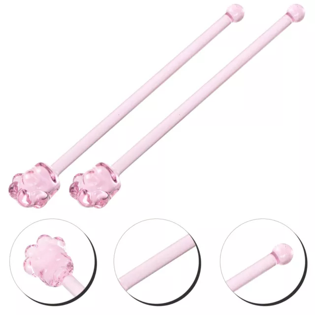 2 Pcs Glass Stirring Rod Cocktail Stirrers for Drinks Swizzle Sticks Cocktails