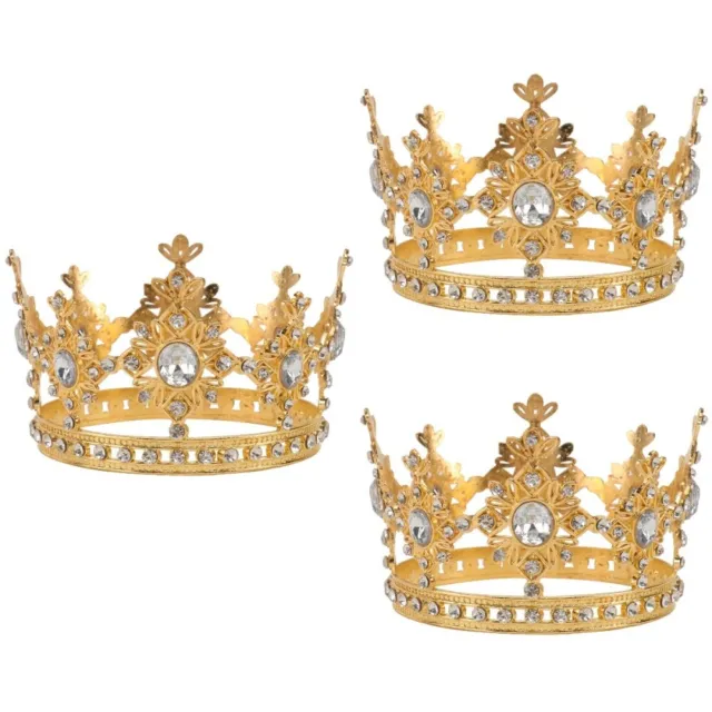 3 PC Golden King Crowns Children's Princess Outfits Girls Dessert