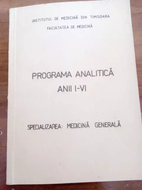 Vintage Book (Programa Analitica) Romanian Language Doctor Paperback