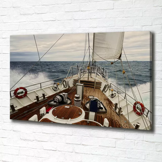 Tulup Dipinto Su Tela Pittura Su Un Muro 100x70cm  - Barca A Vela In Mare