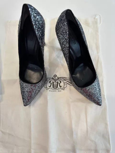 Rachel Roy Women’s Shoes Pumps Silver Glitter Gardner Pumps Heels Size 7.5 New 3