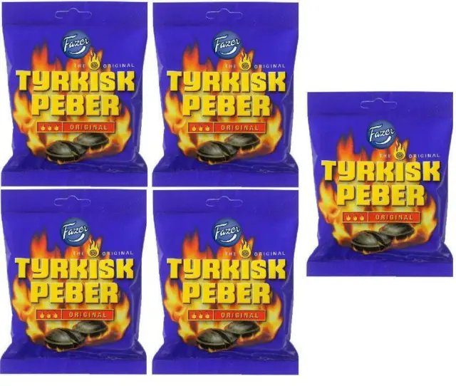 TYRKISK PEBER (Turkish Pepper) candy x 5 bags 150g FAZER Finland *BEST VALUE