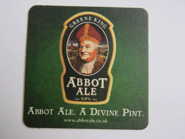 Beer Brewery Coaster ~ GREENE KING Abbot Ale ~ St. Edmunds, England ~ Sin Full