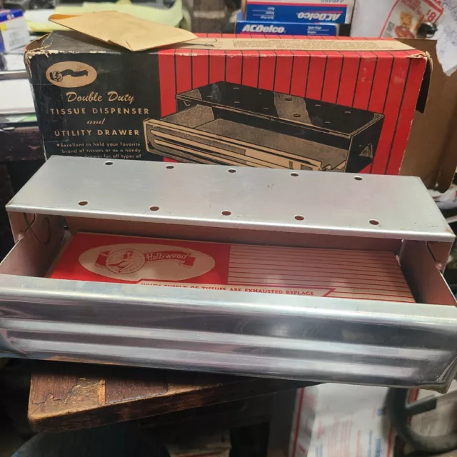 NOS Hollywood Accessories Tissue Dispenser Utility Drawer Hot Rod Kustom Rat Rod
