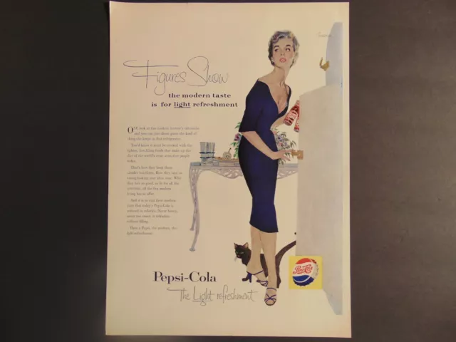 1955 PEPSI-COLA Modern Hostess Serves The Light Refreshment vintage art print ad