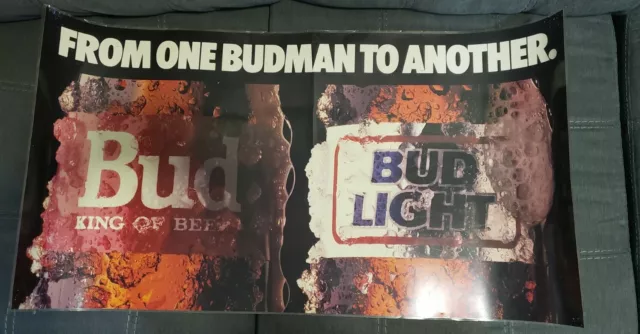Laminated From one Budman to Another King of Beer Light Anheuser Busch Poster Ad